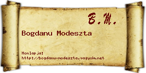 Bogdanu Modeszta névjegykártya